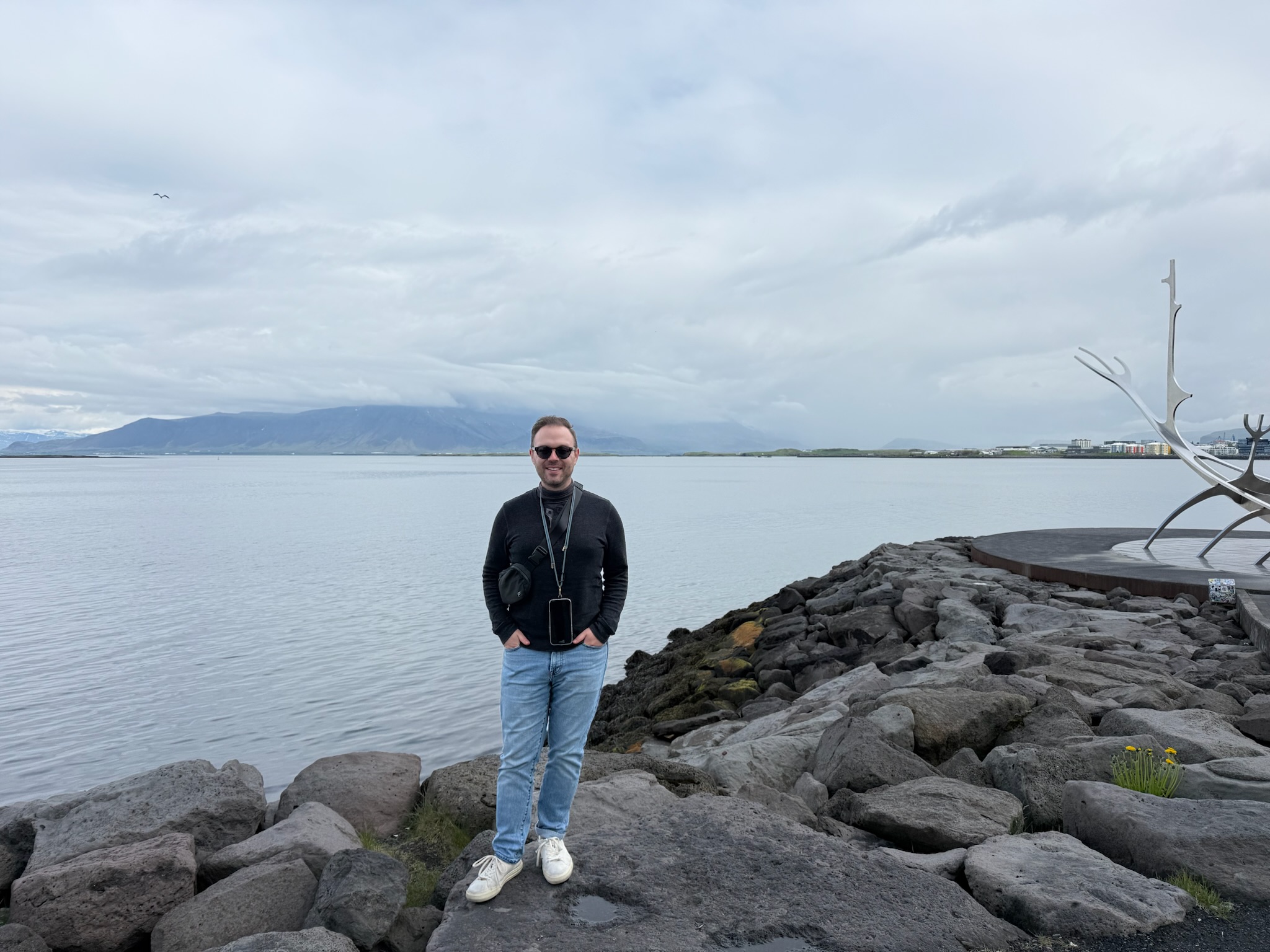 Andrew standing near the Reykjavik waterfront